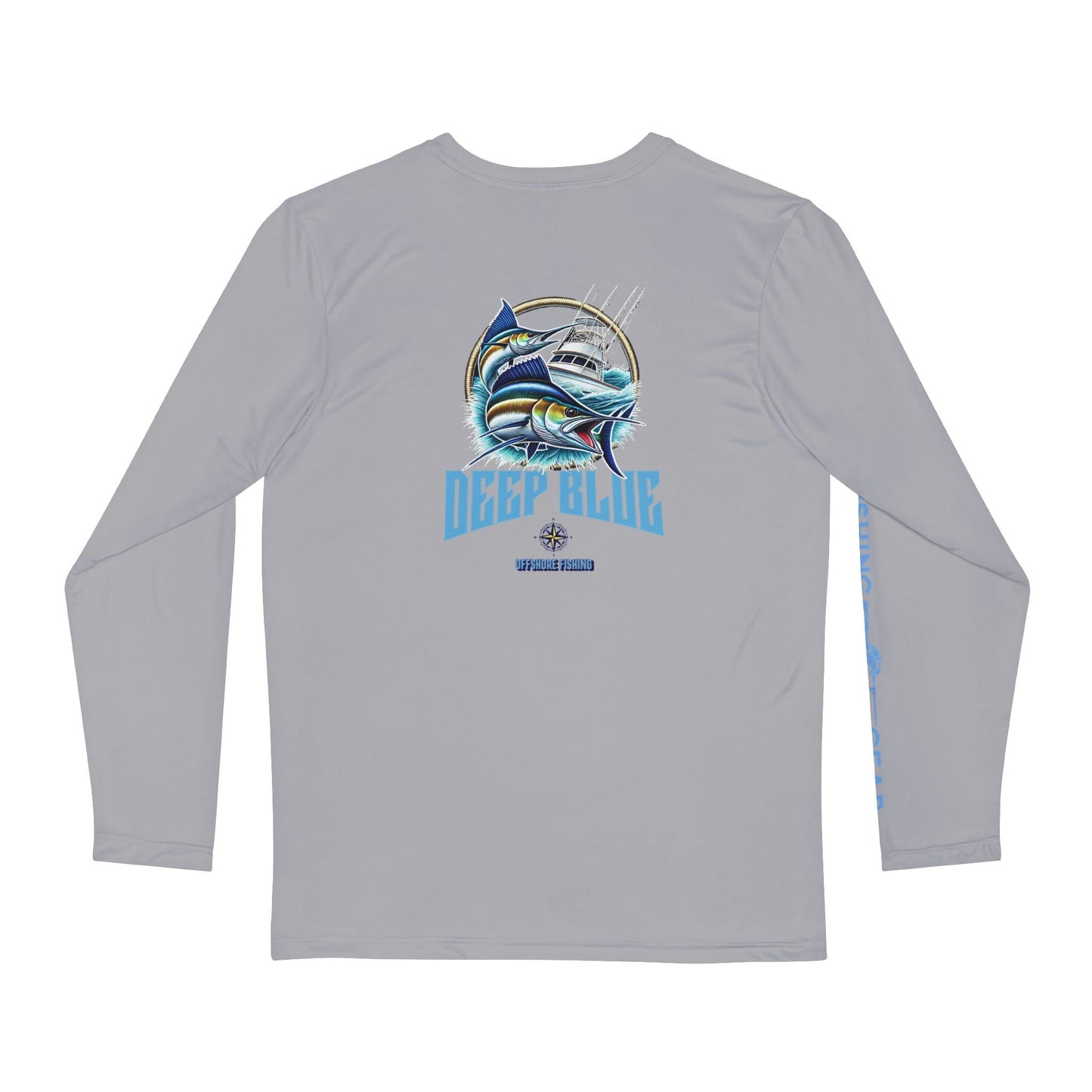 Deep Blue Offshore Fishing Unisex Performance Long Sleeve Shirt, 100% Polyester, Quick-Dry Activewear