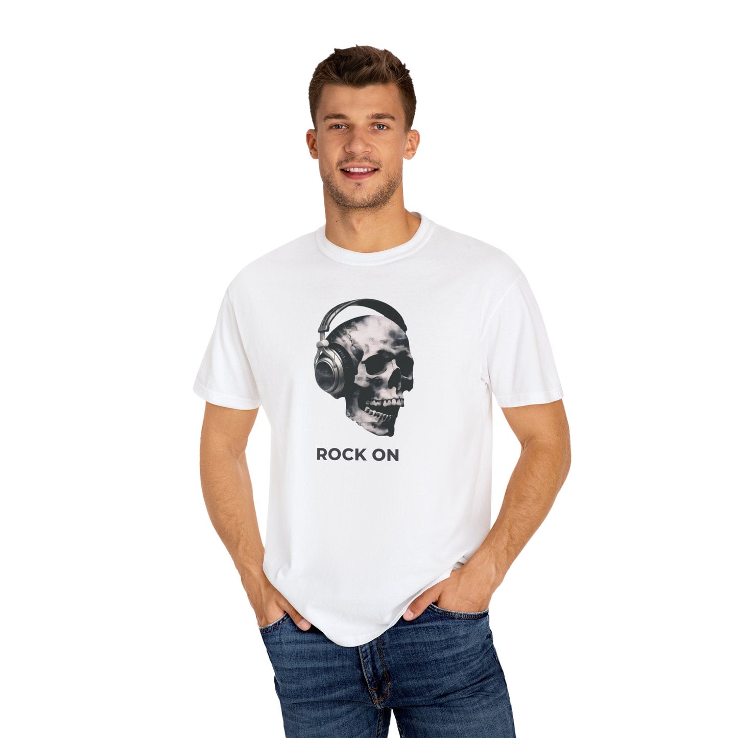 Rock ON Skull Unisex Garment-Dyed T-shirt by Comfort Colors Great Relaxed Comfy Tee Great Gift Idea