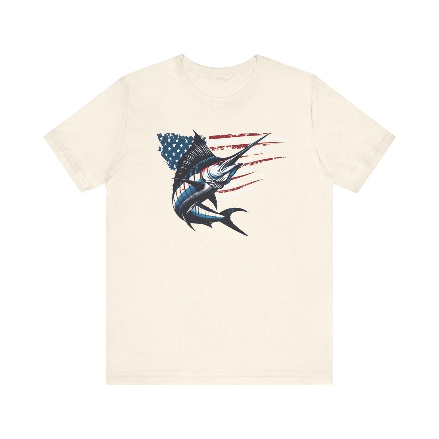 Patriotic Marlin Freedom Unisex Jersey Short Sleeve Tee Soft Cotton Classic Nature Lover Great Gift, Husband Gift, Wife Gift, Fishing Shirt