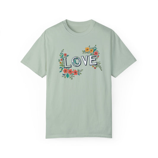 Floral Love in Vibrant Blooms Unisex Garment-Dyed T-shirt