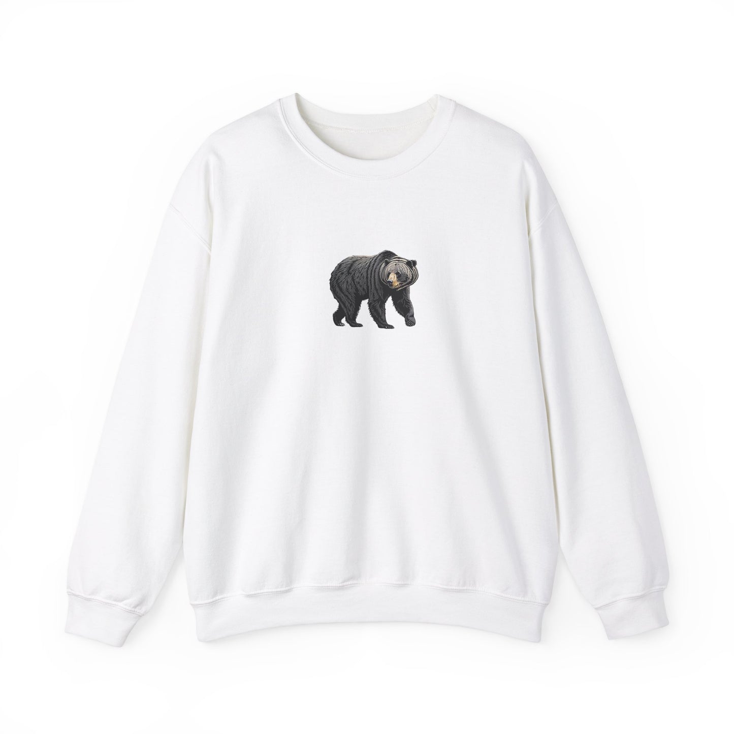 Black Bear Crew Neck Sweatshirt  Cozy Wildlife-Inspired Casual Adventure Pullover