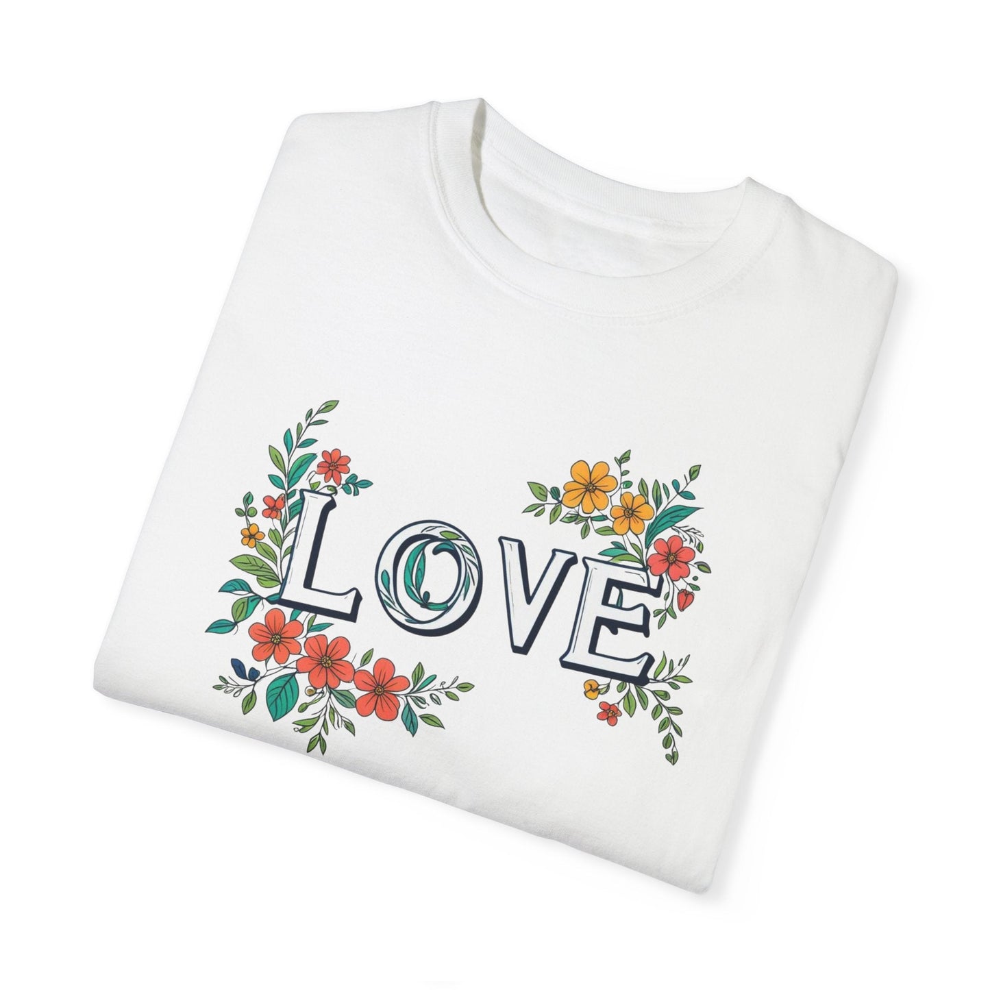 Floral Love in Vibrant Blooms Unisex Garment-Dyed T-shirt