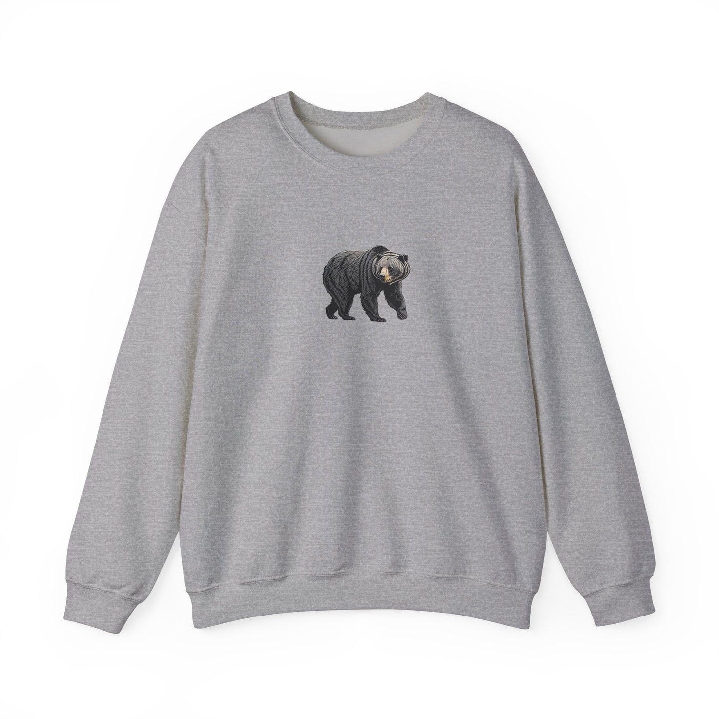 Black Bear Crew Neck Sweatshirt  Cozy Wildlife-Inspired Casual Adventure Pullover