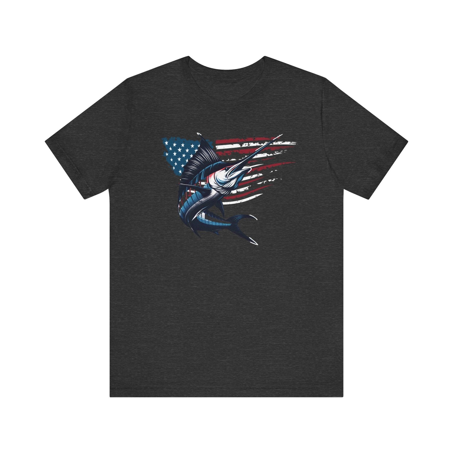 Patriotic Marlin Freedom Unisex Jersey Short Sleeve Tee Soft Cotton Classic Nature Lover Great Gift, Husband Gift, Wife Gift, Fishing Shirt