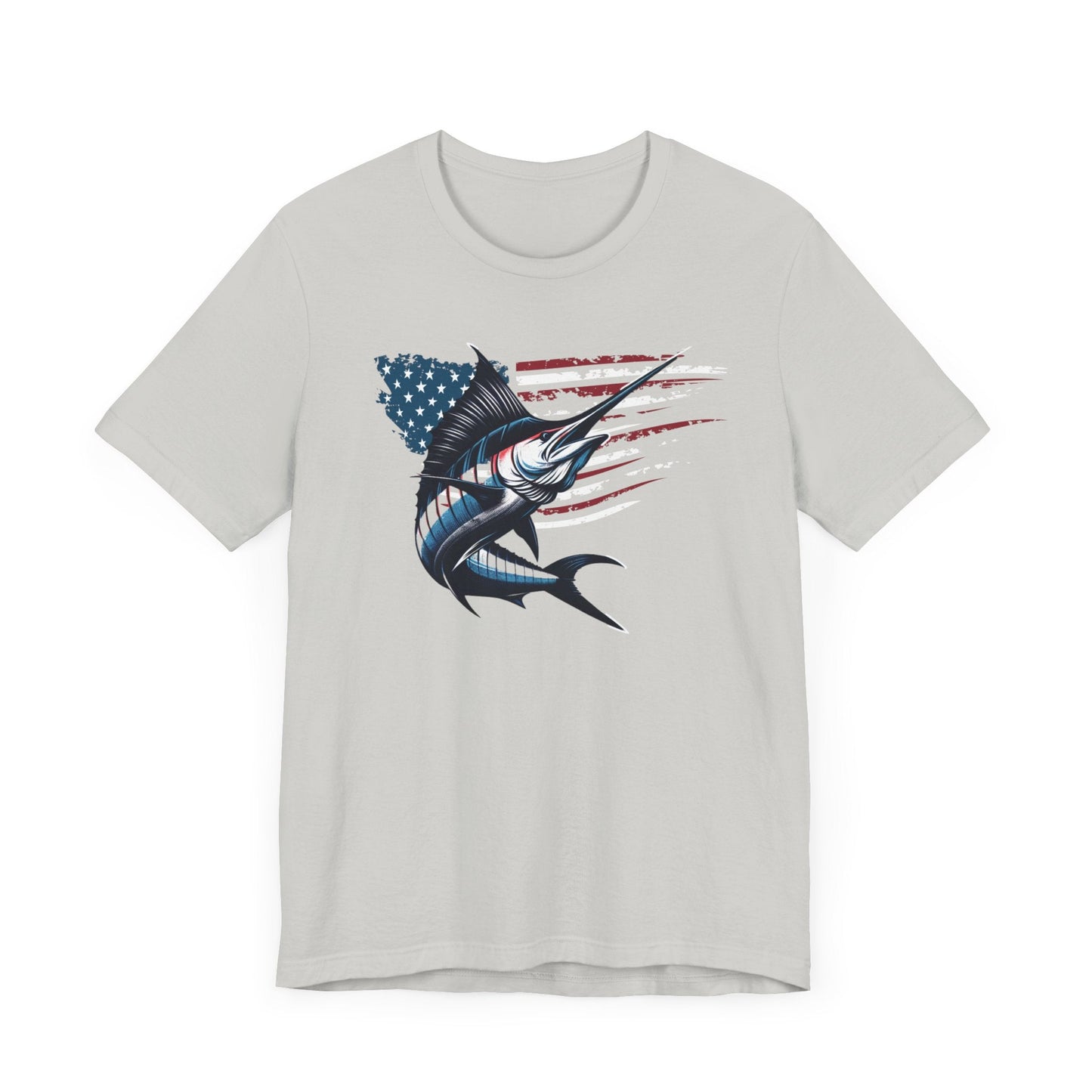 Patriotic Marlin Freedom Unisex Jersey Short Sleeve Tee Soft Cotton Classic Nature Lover Great Gift, Husband Gift, Wife Gift, Fishing Shirt