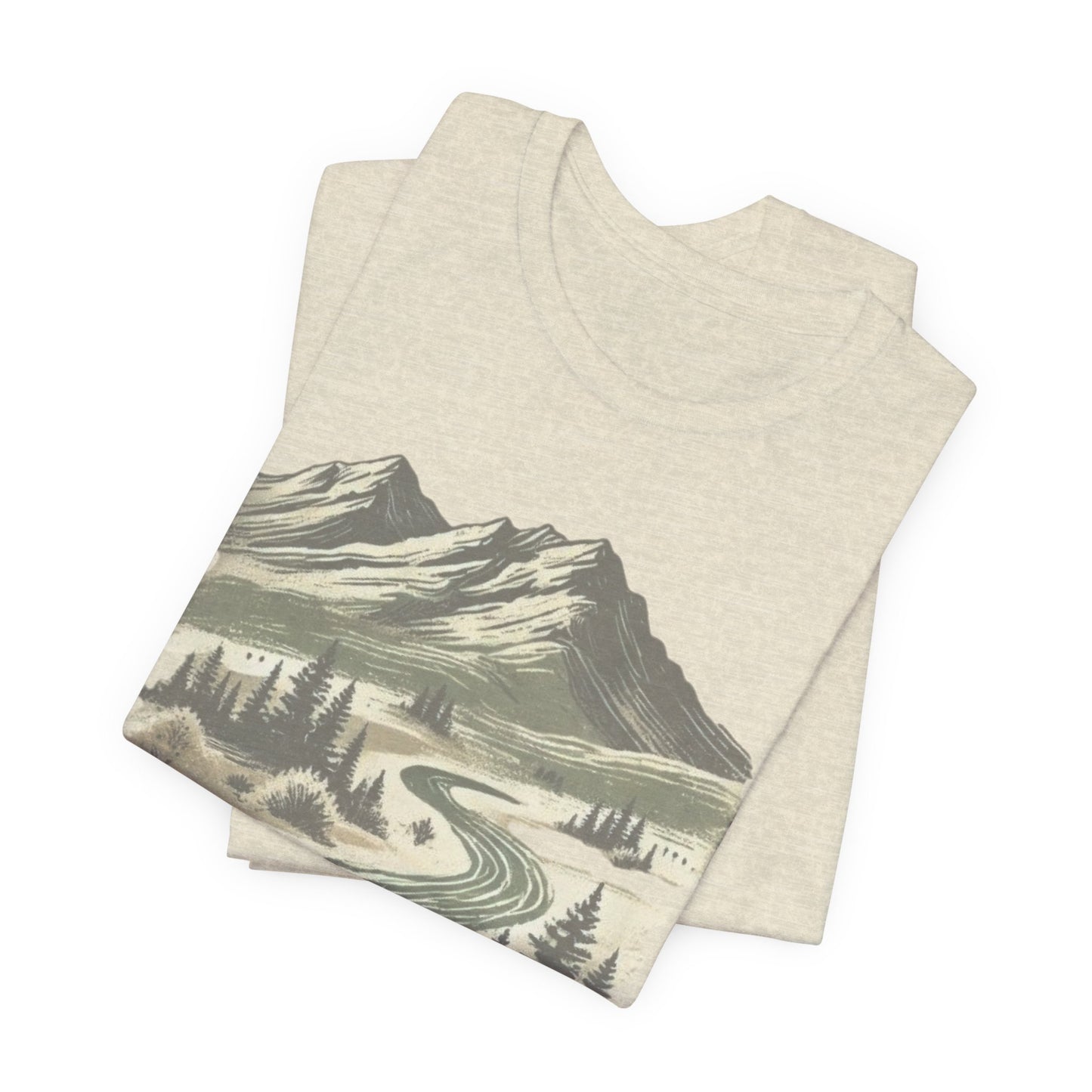 Men's Retro Tree Graphic T-Shirt Outdoor Trail Nature Shirt Mountainscape Camping Shirt Christmas Gift Fathers Day Gift