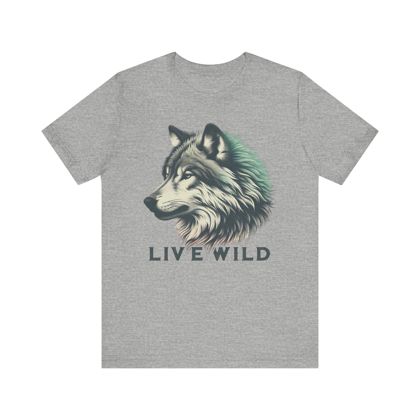 Live Wild Wolf Unisex Jersey Short Sleeve Tee - Soft Cotton Classic Nature Lover Great Gift, Husband Gift, Wife Gift, Camping, Hiking,