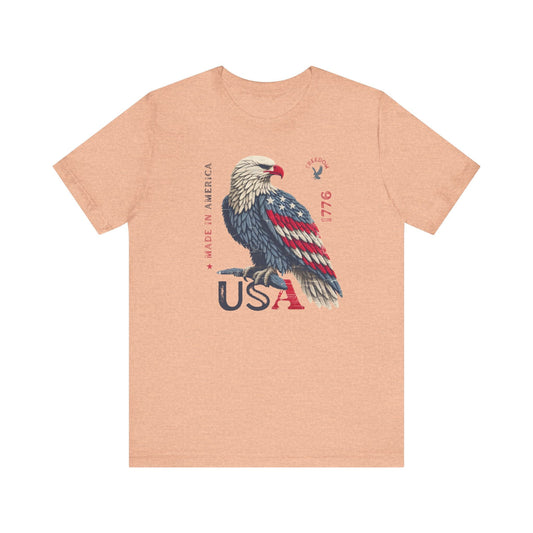 PATRIOTIC USA Made in America 1776 Unisex Jersey Short Sleeve Tee 4th of July, Labor Day, Memorial Day