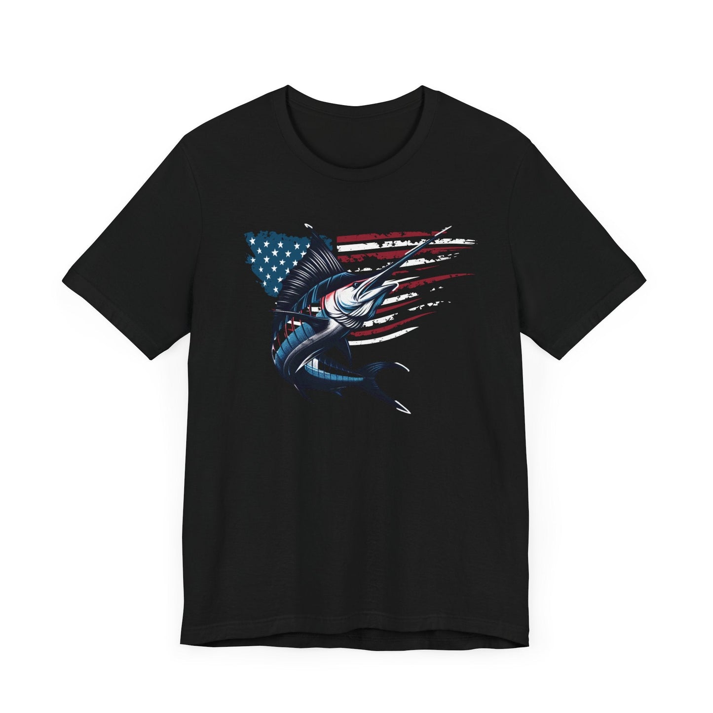 Patriotic Marlin Freedom Unisex Jersey Short Sleeve Tee Soft Cotton Classic Nature Lover Great Gift, Husband Gift, Wife Gift, Fishing Shirt