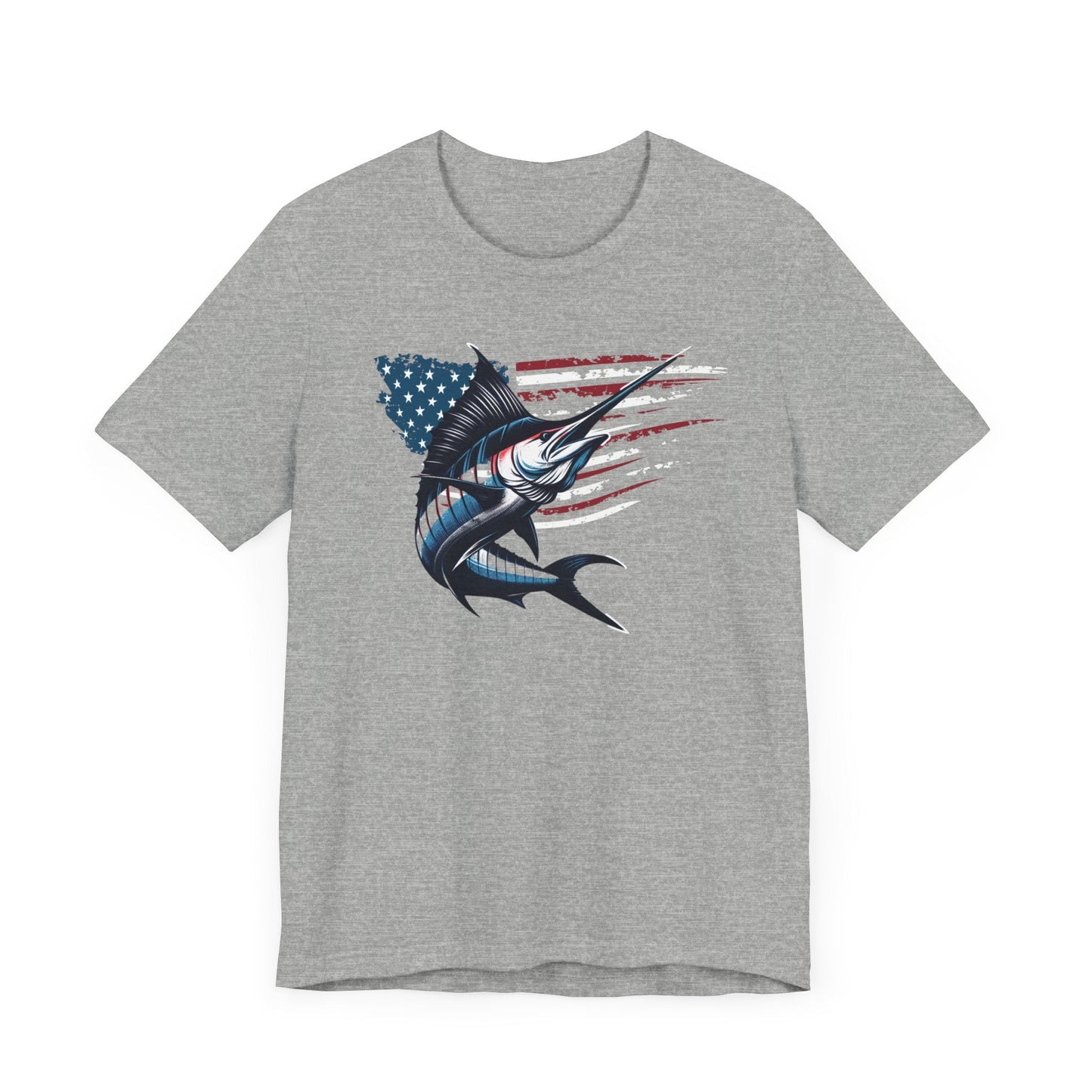 Patriotic Marlin Freedom Unisex Jersey Short Sleeve Tee Soft Cotton Classic Nature Lover Great Gift, Husband Gift, Wife Gift, Fishing Shirt