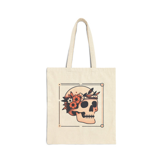 Island of Skulls Dreams Cotton Canvas Tote Bag Great Gift, Beach Bag, Shopping Bag, Reusable Bag, Mom Gift, Sister Gift, Daughter Gift