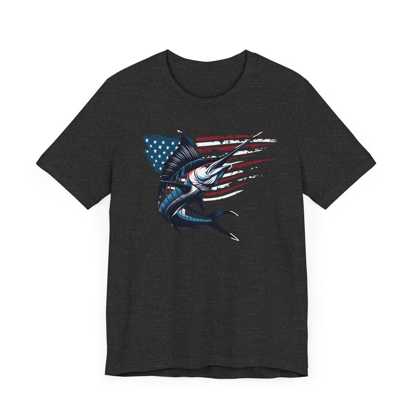 Patriotic Marlin Freedom Unisex Jersey Short Sleeve Tee Soft Cotton Classic Nature Lover Great Gift, Husband Gift, Wife Gift, Fishing Shirt