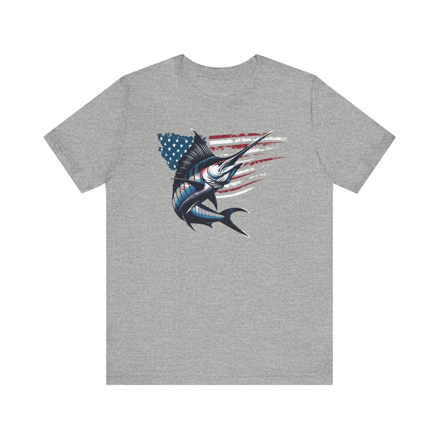 Patriotic Marlin Freedom Unisex Jersey Short Sleeve Tee Soft Cotton Classic Nature Lover Great Gift, Husband Gift, Wife Gift, Fishing Shirt