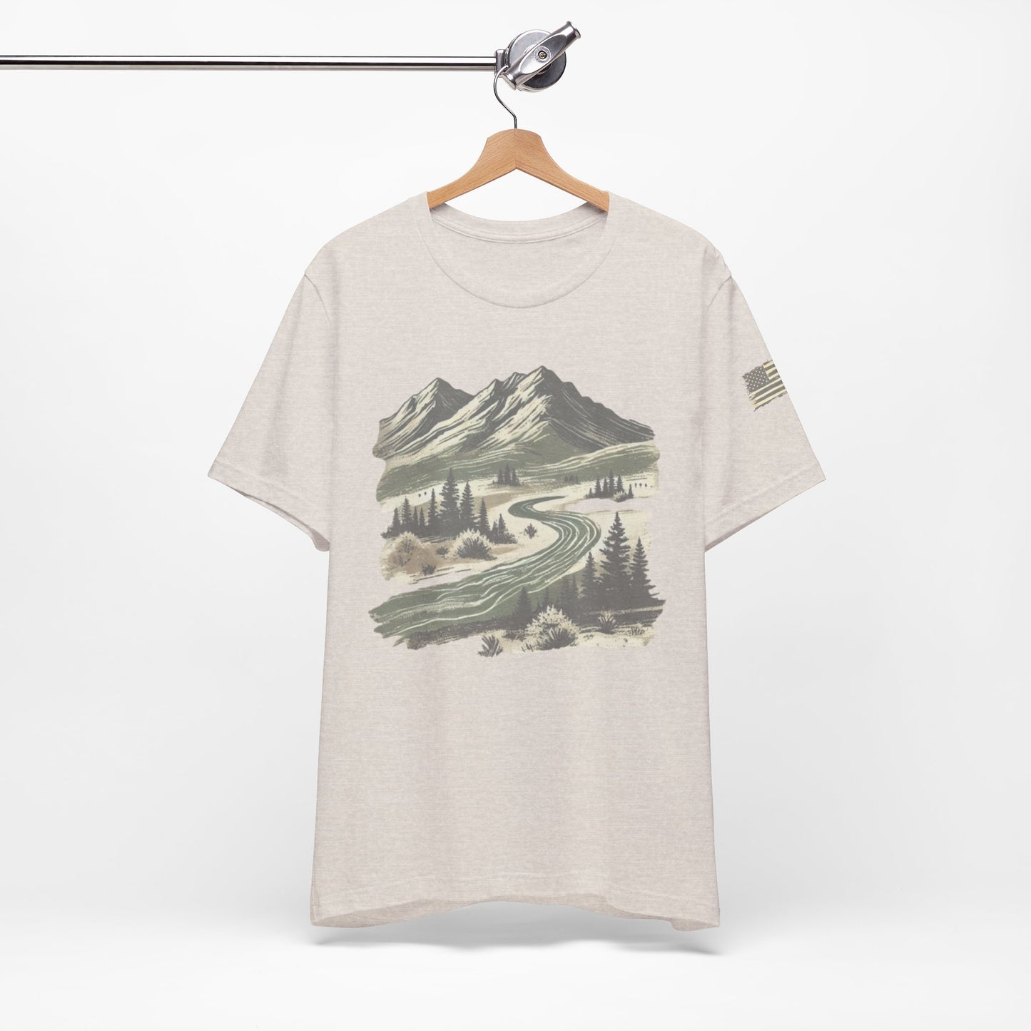 Men's Retro Tree Graphic T-Shirt Outdoor Trail Nature Shirt Mountainscape Camping Shirt Christmas Gift Fathers Day Gift