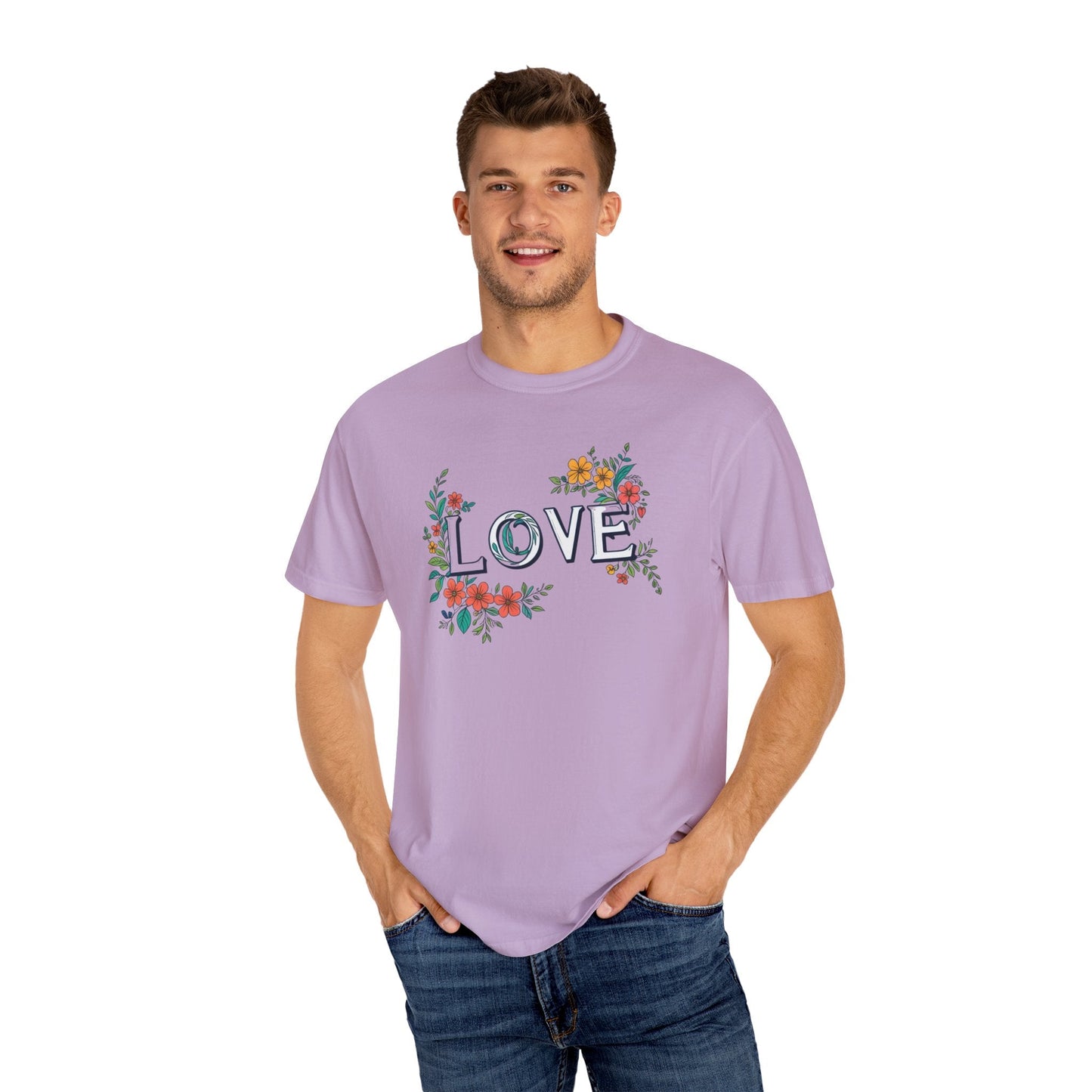 Floral Love in Vibrant Blooms Unisex Garment-Dyed T-shirt