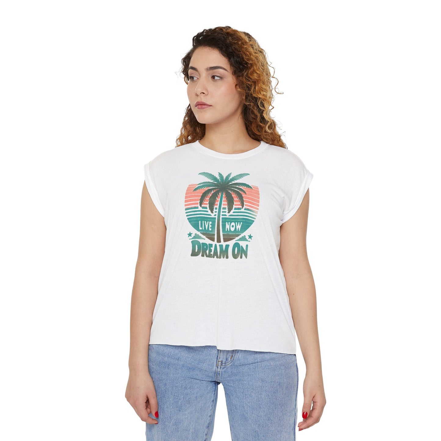 Live Now Dream On Women's Muscle Tee: Sporty Style with a Touch of Edge Tshirt