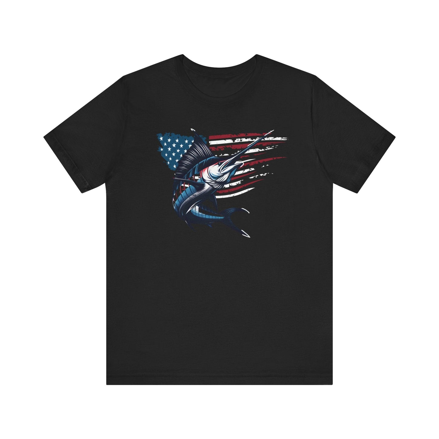 Patriotic Marlin Freedom Unisex Jersey Short Sleeve Tee Soft Cotton Classic Nature Lover Great Gift, Husband Gift, Wife Gift, Fishing Shirt