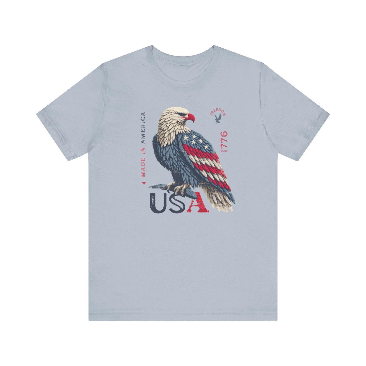 PATRIOTIC USA Made in America 1776 Unisex Jersey Short Sleeve Tee 4th of July, Labor Day, Memorial Day