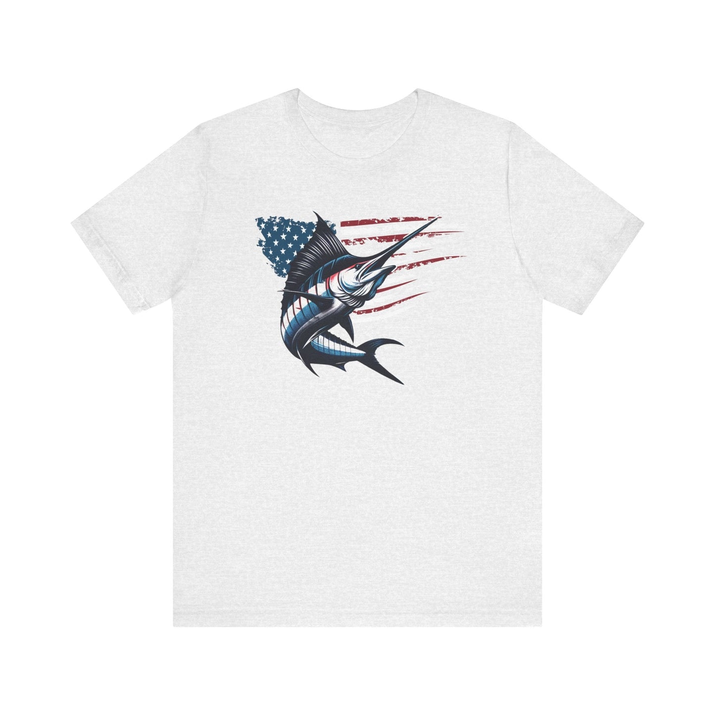 Patriotic Marlin Freedom Unisex Jersey Short Sleeve Tee Soft Cotton Classic Nature Lover Great Gift, Husband Gift, Wife Gift, Fishing Shirt