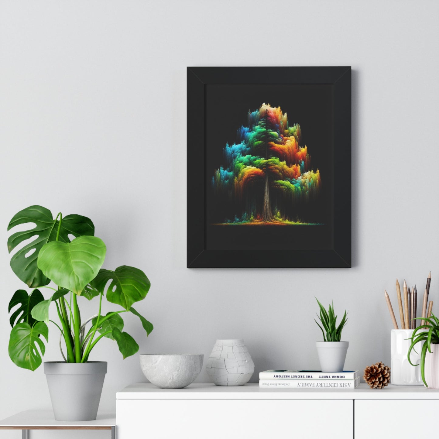 Colorful Tree Framed Vertical Poster | Premium Quality | Black Frame Great Gift, Outdoor Enthusiast, Husband Gift, Teacher Gift, Wife Gift