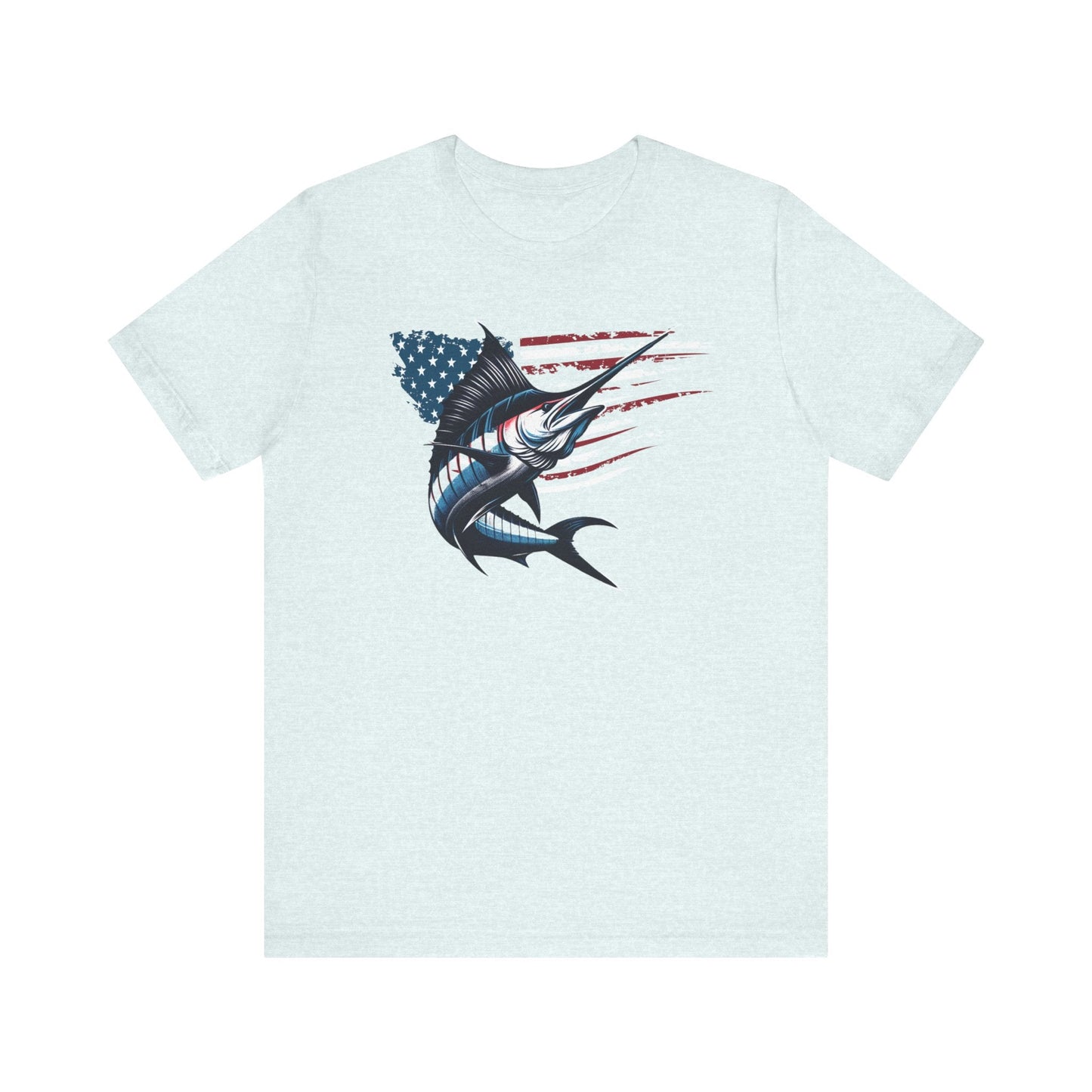 Patriotic Marlin Freedom Unisex Jersey Short Sleeve Tee Soft Cotton Classic Nature Lover Great Gift, Husband Gift, Wife Gift, Fishing Shirt