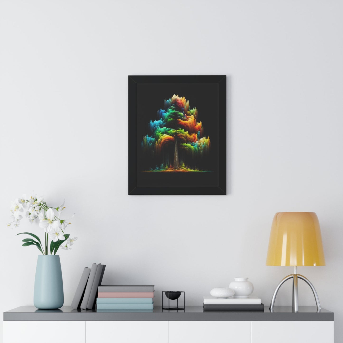 Colorful Tree Framed Vertical Poster | Premium Quality | Black Frame Great Gift, Outdoor Enthusiast, Husband Gift, Teacher Gift, Wife Gift