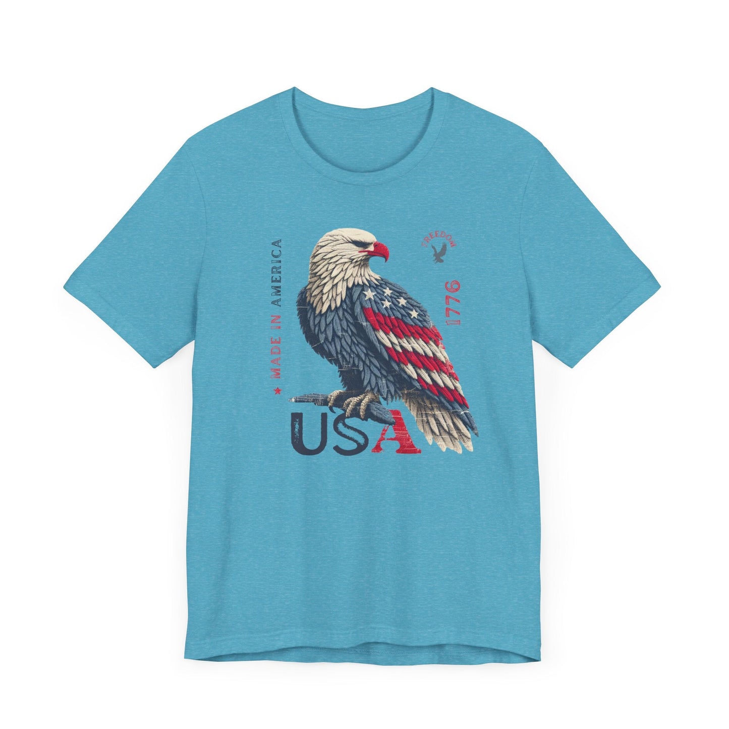 PATRIOTIC USA Made in America 1776 Unisex Jersey Short Sleeve Tee 4th of July, Labor Day, Memorial Day