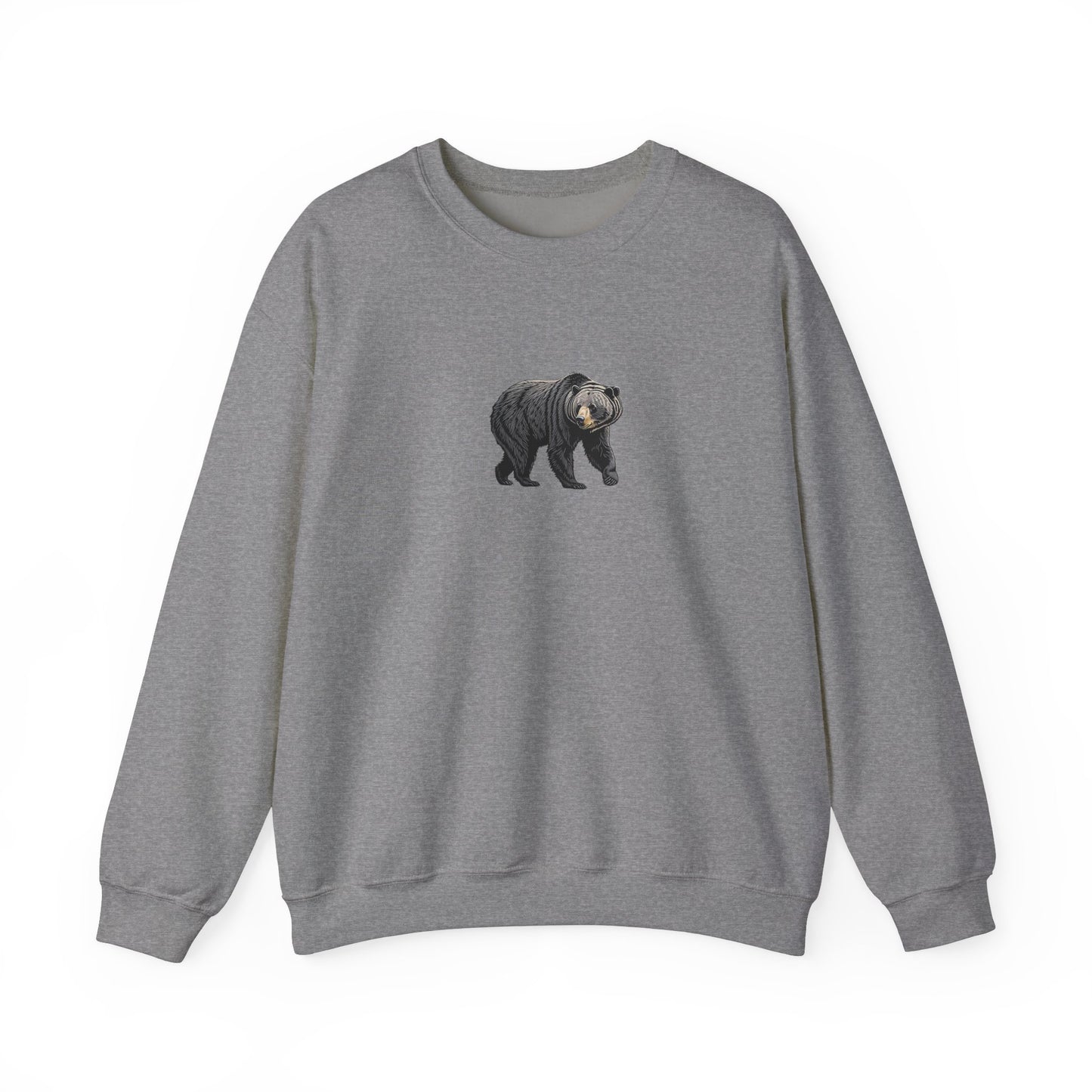 Black Bear Crew Neck Sweatshirt  Cozy Wildlife-Inspired Casual Adventure Pullover