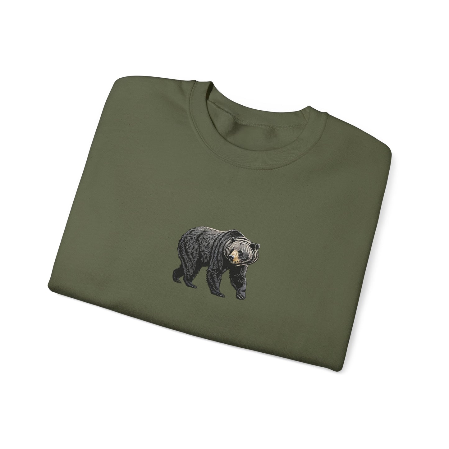 Black Bear Crew Neck Sweatshirt  Cozy Wildlife-Inspired Casual Adventure Pullover