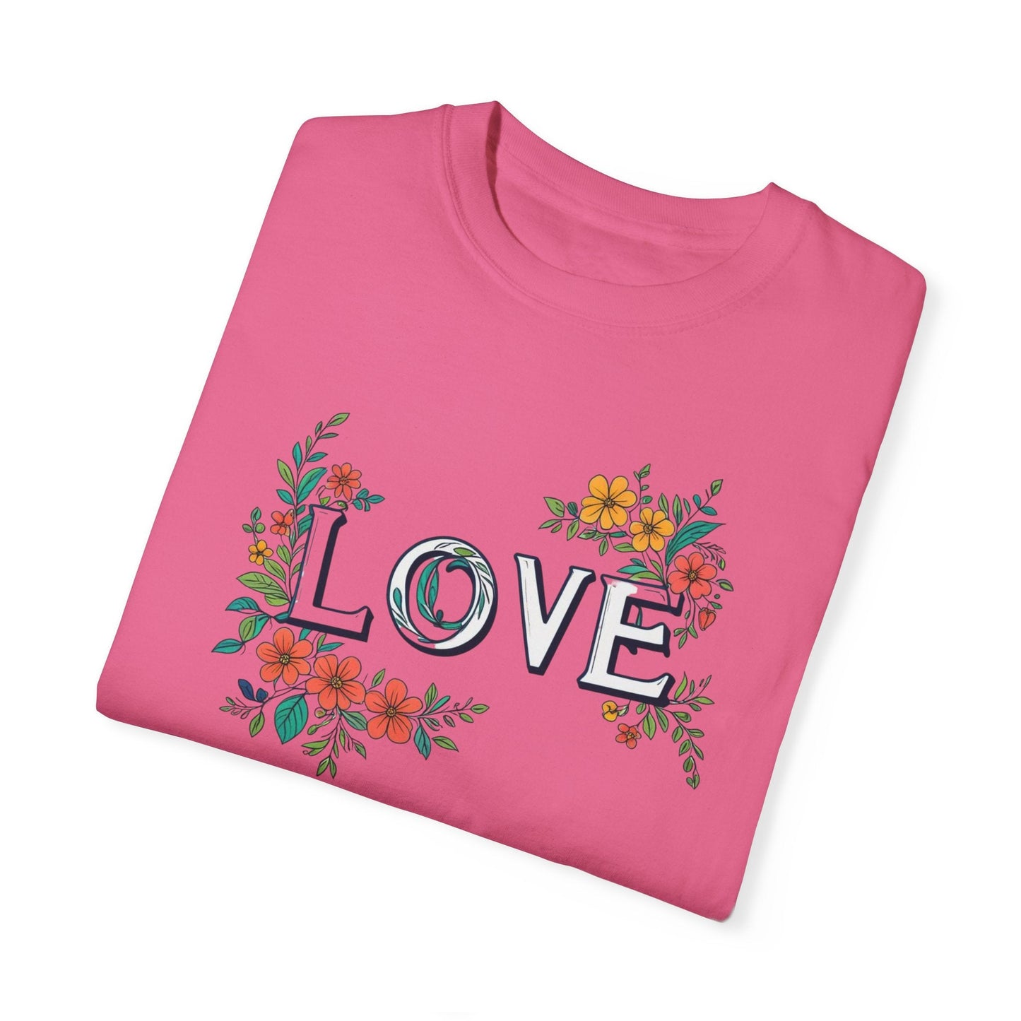 Floral Love in Vibrant Blooms Unisex Garment-Dyed T-shirt