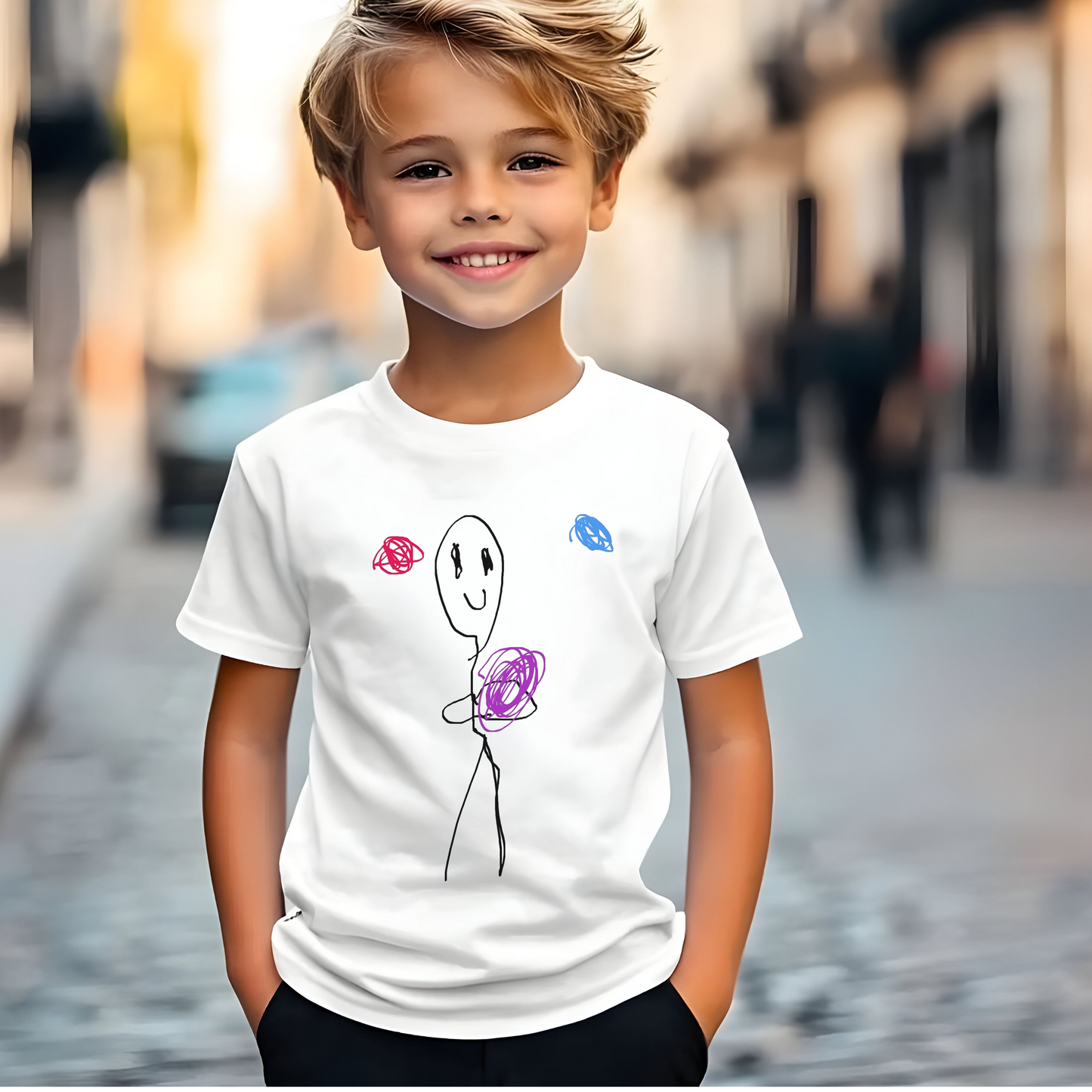 Smiley Scribble Youth Tee - Whimsical and Playful Original Design