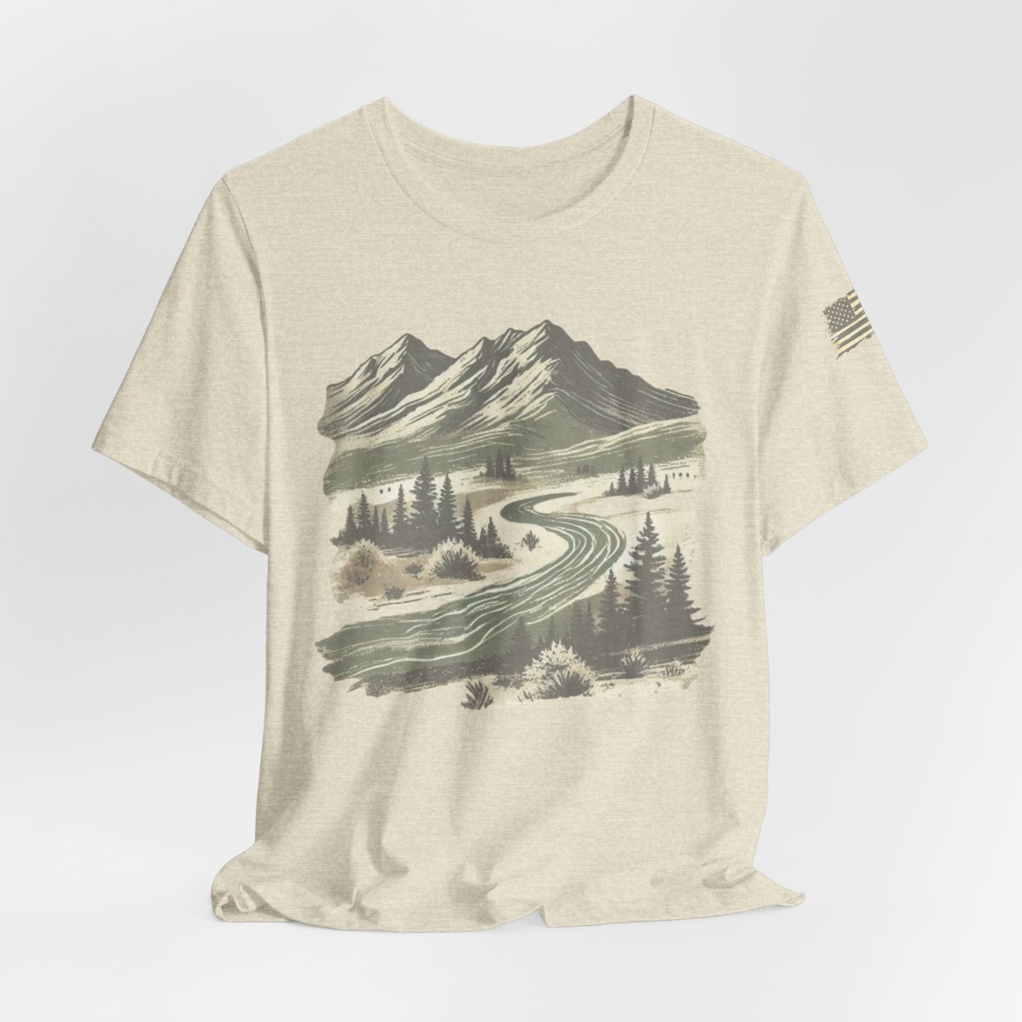 Men's Retro Tree Graphic T-Shirt Outdoor Trail Nature Shirt Mountainscape Camping Shirt Christmas Gift Fathers Day Gift