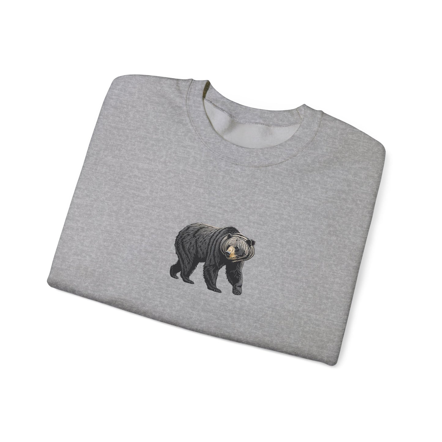 Black Bear Crew Neck Sweatshirt  Cozy Wildlife-Inspired Casual Adventure Pullover