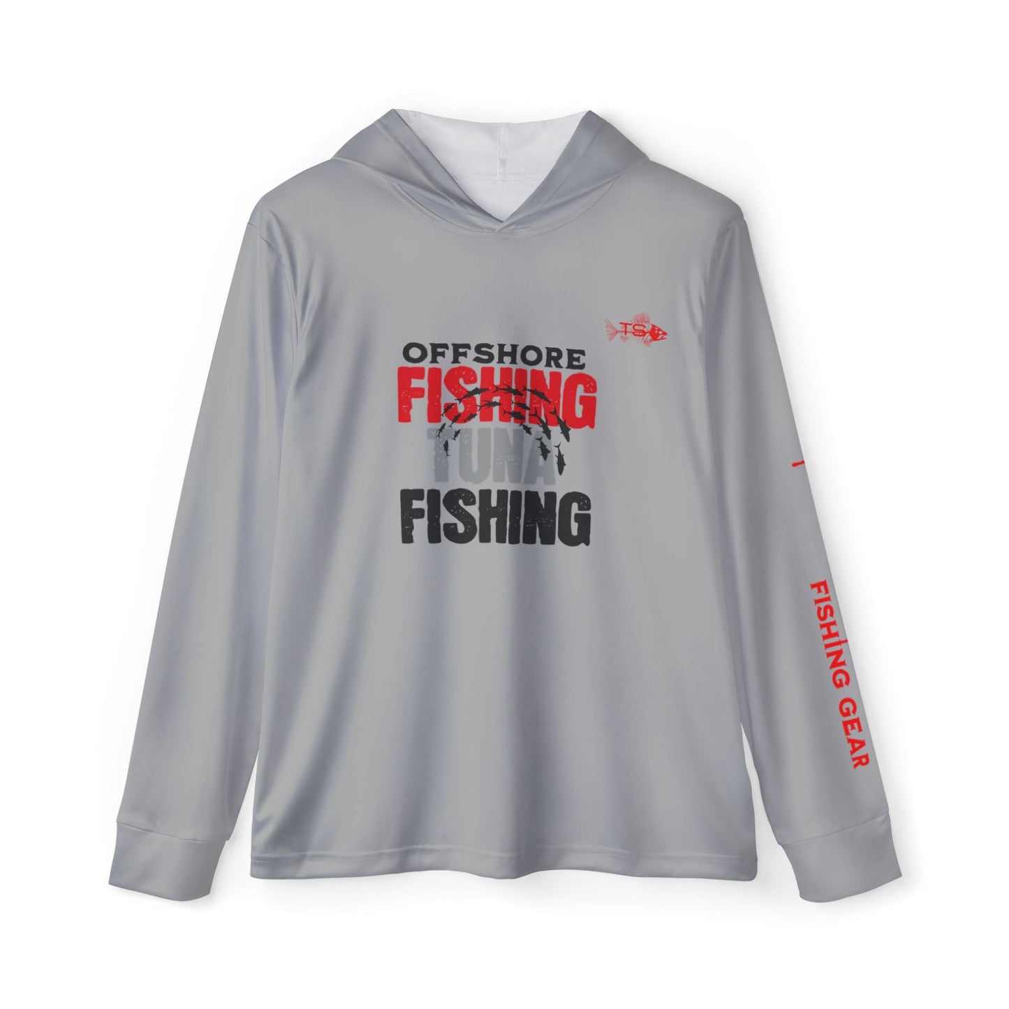 Offshore Tuna Fishing Unisex Performance Hoodie, 100% Polyester, Moisture-Wicking Activewear (GREY)