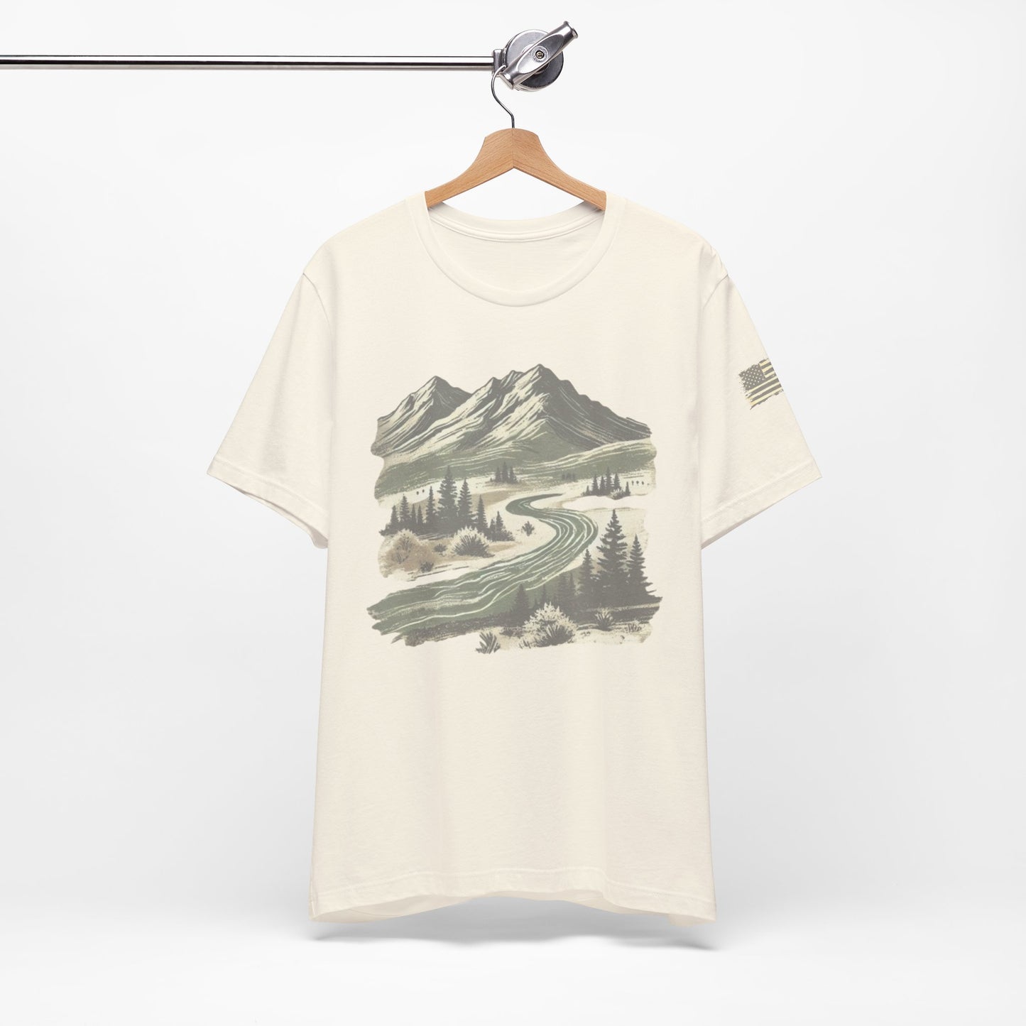 Men's Retro Tree Graphic T-Shirt Outdoor Trail Nature Shirt Mountainscape Camping Shirt Christmas Gift Fathers Day Gift