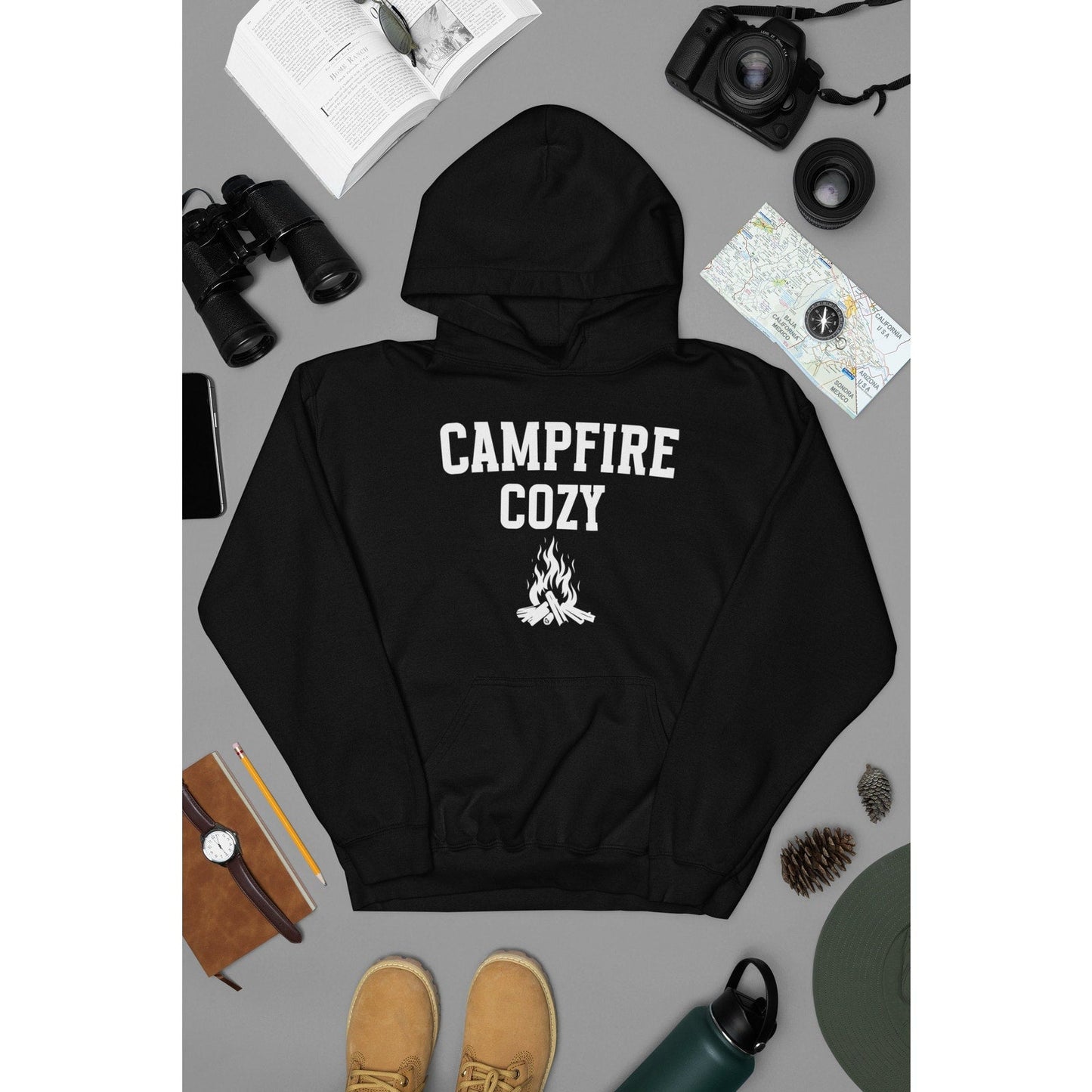 Campfire Life Cozy Camping Graphic Long Sleeve Pullover Hoodie Sweatshirt Mothers Day Gift Daughter Gift Bonfire Sweatshirt Camping Trip