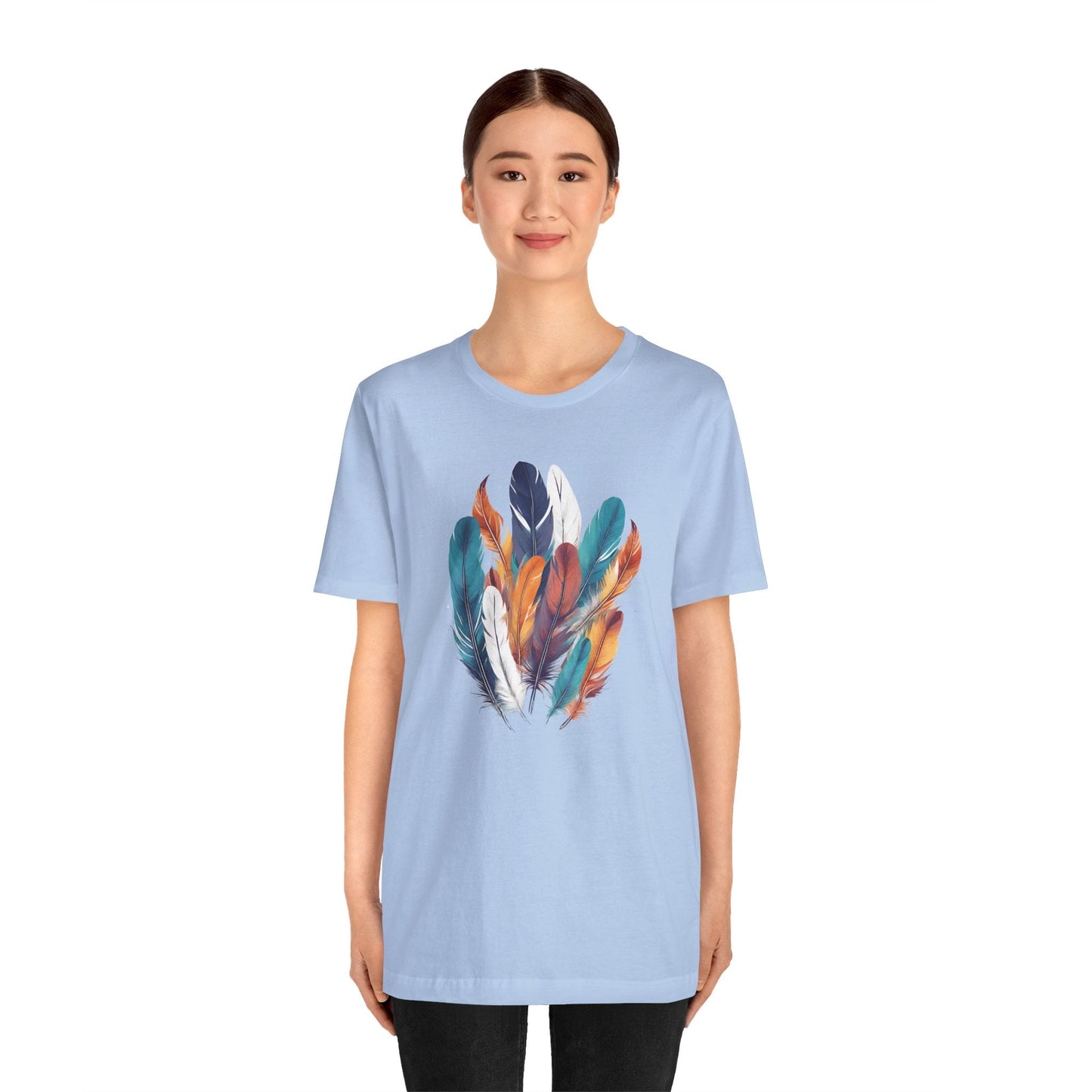 Feathers Shirt, Boho Bird Feather T-Shirt, Bird Lovers Tshirt, Water Color Bird Feather Tee, Feather Bouquet Tee, Women Feather Shirt