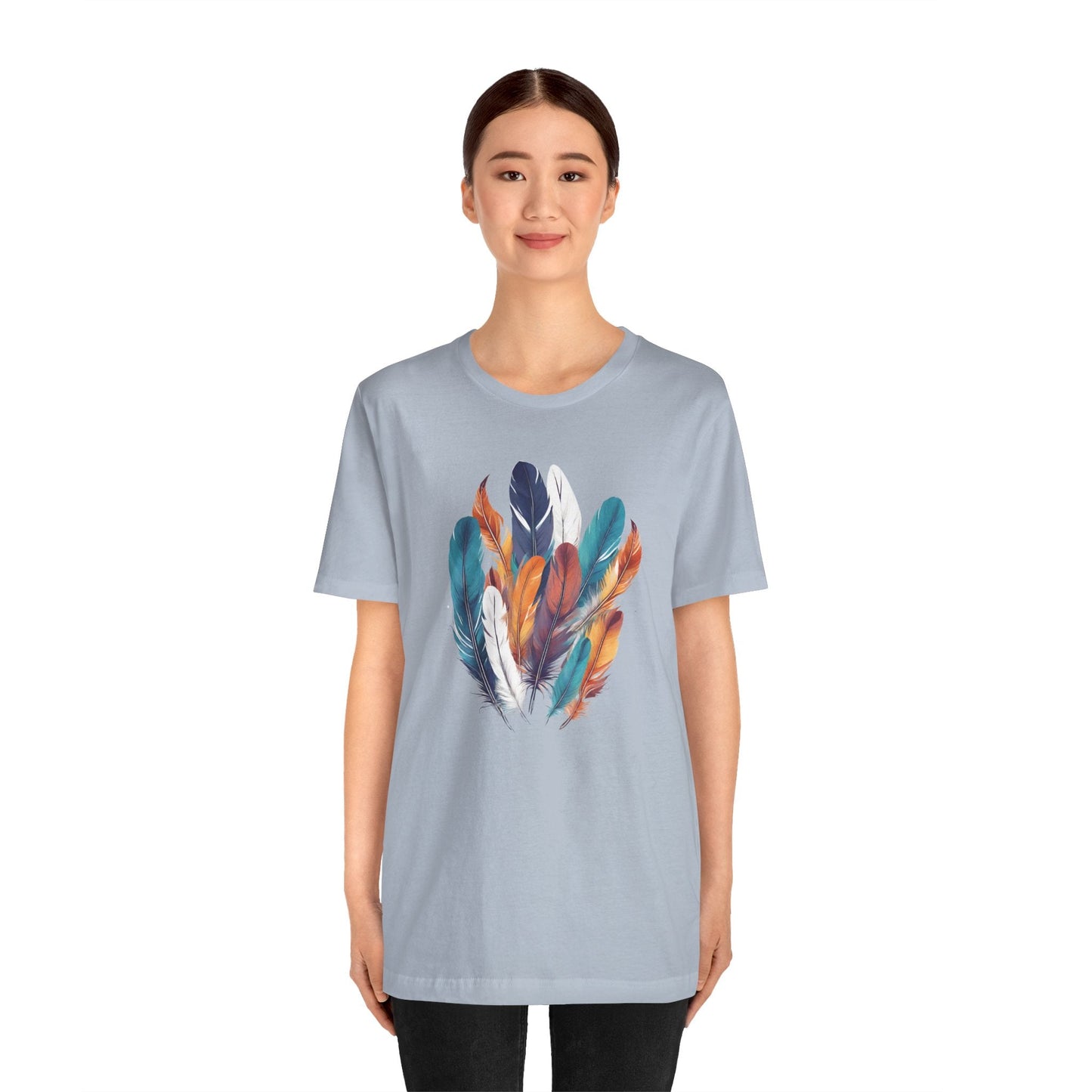 Feathers Shirt, Boho Bird Feather T-Shirt, Bird Lovers Tshirt, Water Color Bird Feather Tee, Feather Bouquet Tee, Women Feather Shirt