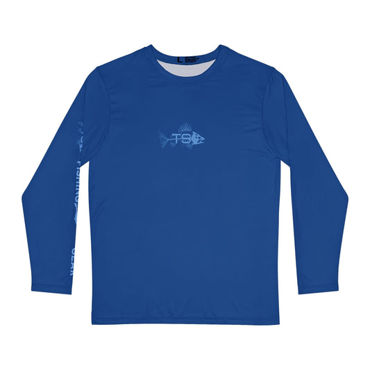 Deep Blue Offshore Fishing Unisex Performance Long Sleeve Shirt, 100% Polyester, Quick-Dry Activewear (BLUE)