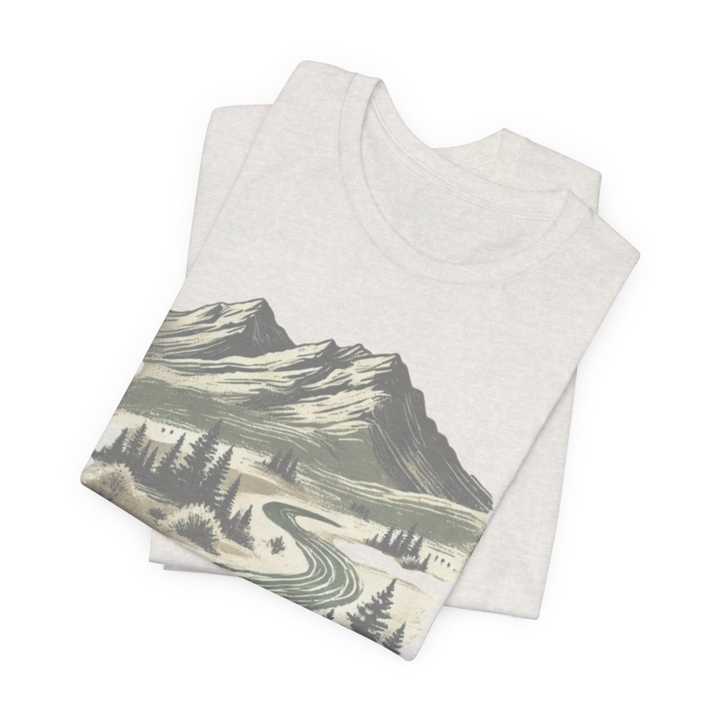 Men's Retro Tree Graphic T-Shirt Outdoor Trail Nature Shirt Mountainscape Camping Shirt Christmas Gift Fathers Day Gift