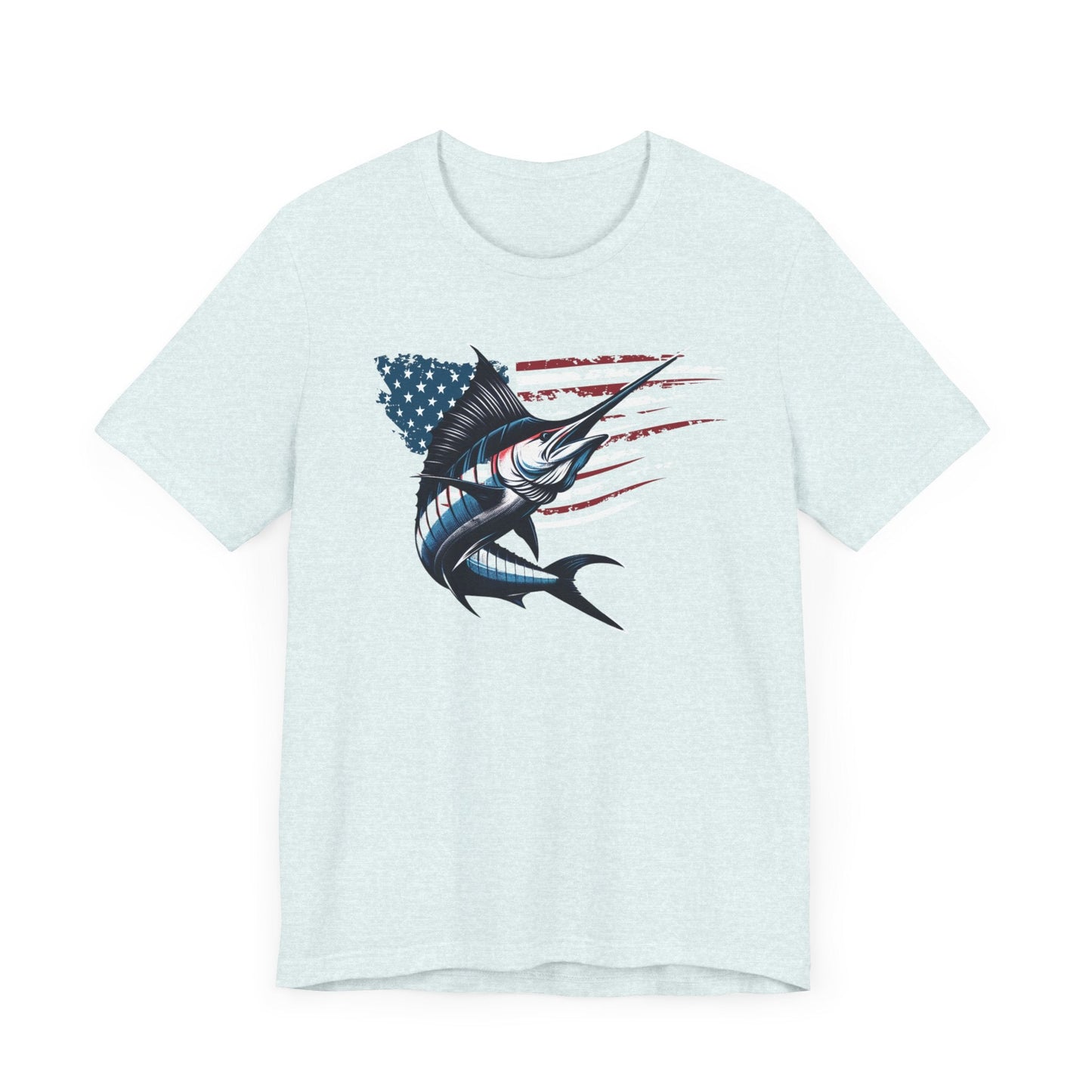 Patriotic Marlin Freedom Unisex Jersey Short Sleeve Tee Soft Cotton Classic Nature Lover Great Gift, Husband Gift, Wife Gift, Fishing Shirt