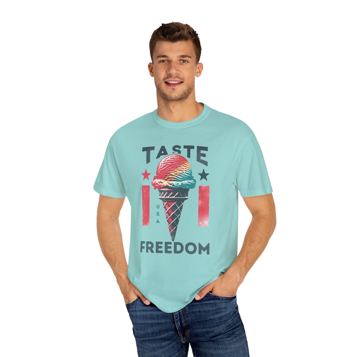 Patriotic Ice Cream Cone Tee - Show Your Spirit with Comfort Colors 1717 4th of July, Labor Day, Memorial Day