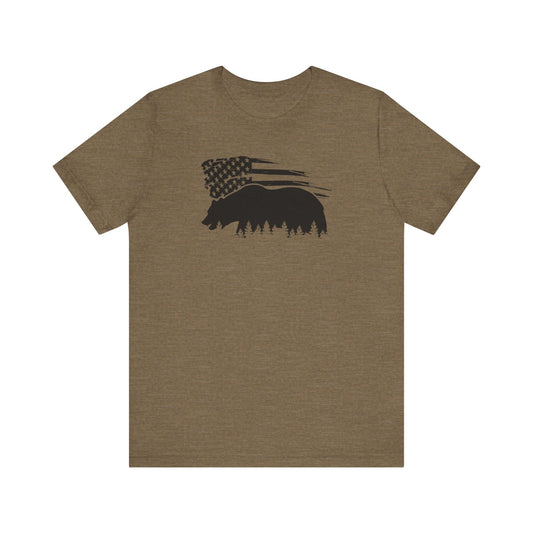 Bear Graphic Forest Tee: Patriotic Vibes for Every Occasion Great Gift Idea for a Camper or HIker