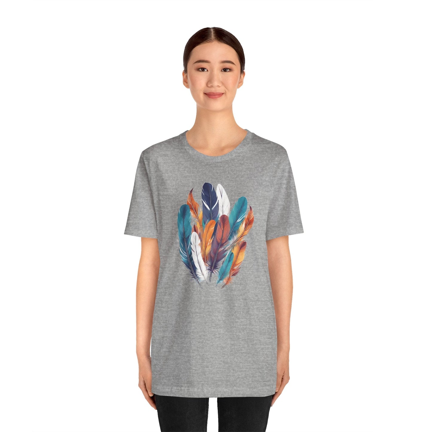 Feathers Shirt, Boho Bird Feather T-Shirt, Bird Lovers Tshirt, Water Color Bird Feather Tee, Feather Bouquet Tee, Women Feather Shirt