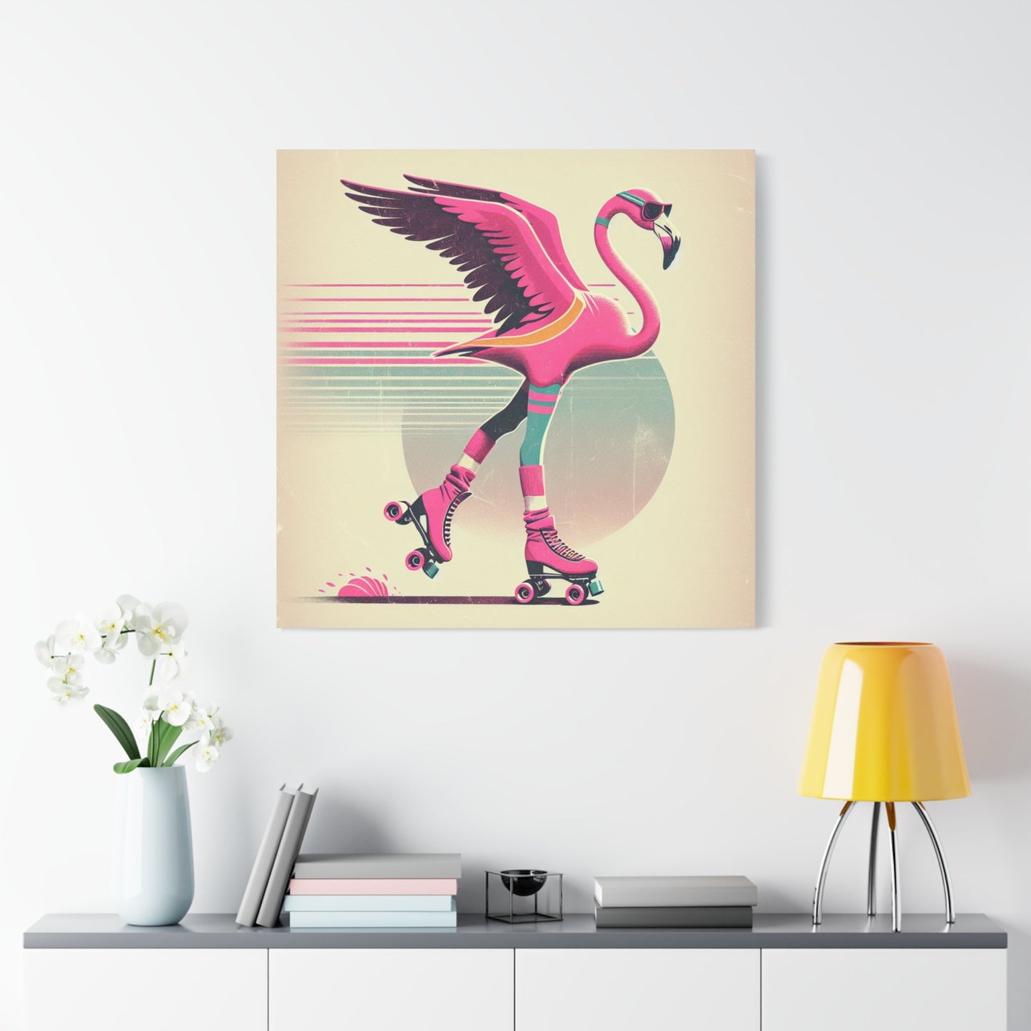 Living Life Right Flamingo Livin' Matte Canvas Picture, Stretched Great Gift, Sister Gift, Mom Gift, Daughter Gift, Mothers Day Gift