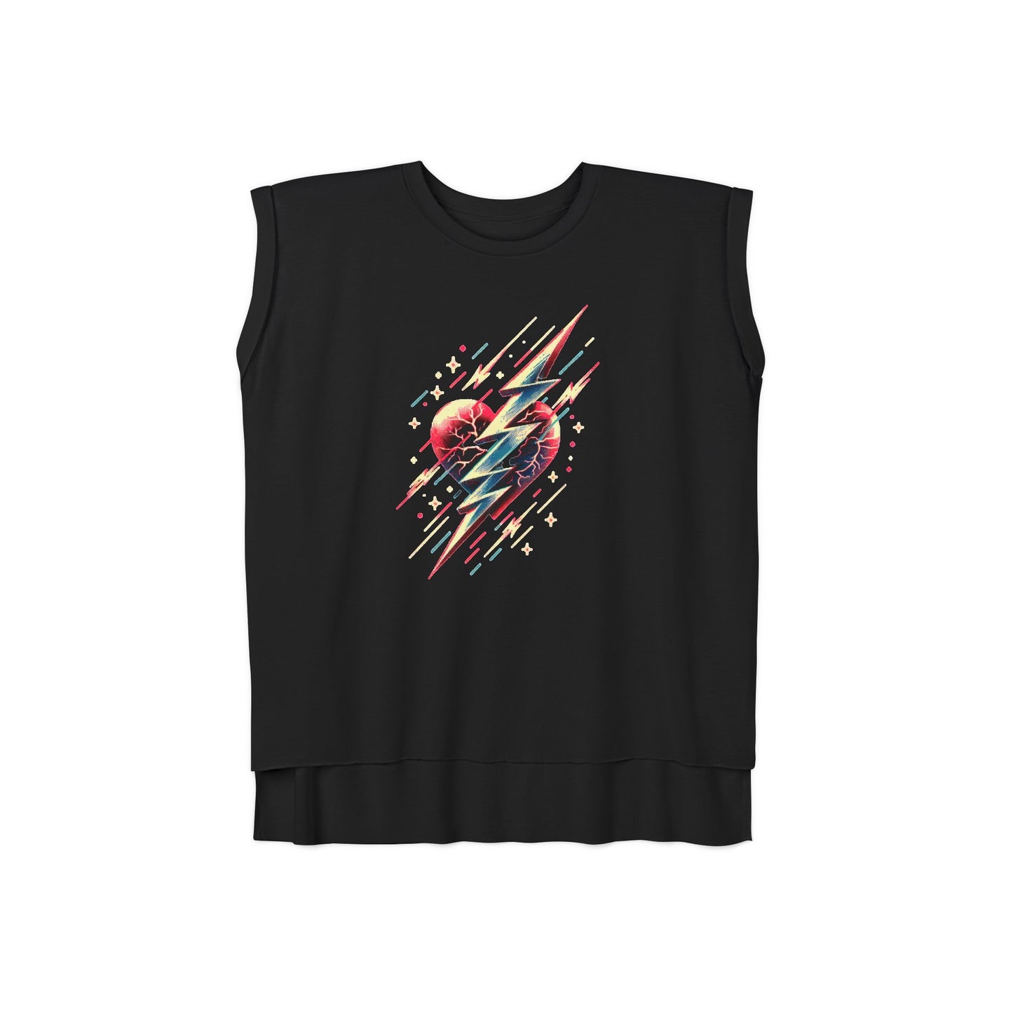 Lightning Bolt Heart Women's Muscle Tee: Sporty Style with a Touch of Edge Tshirt