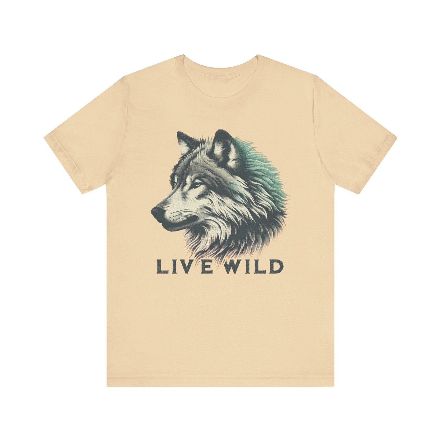 Live Wild Wolf Unisex Jersey Short Sleeve Tee - Soft Cotton Classic Nature Lover Great Gift, Husband Gift, Wife Gift, Camping, Hiking,