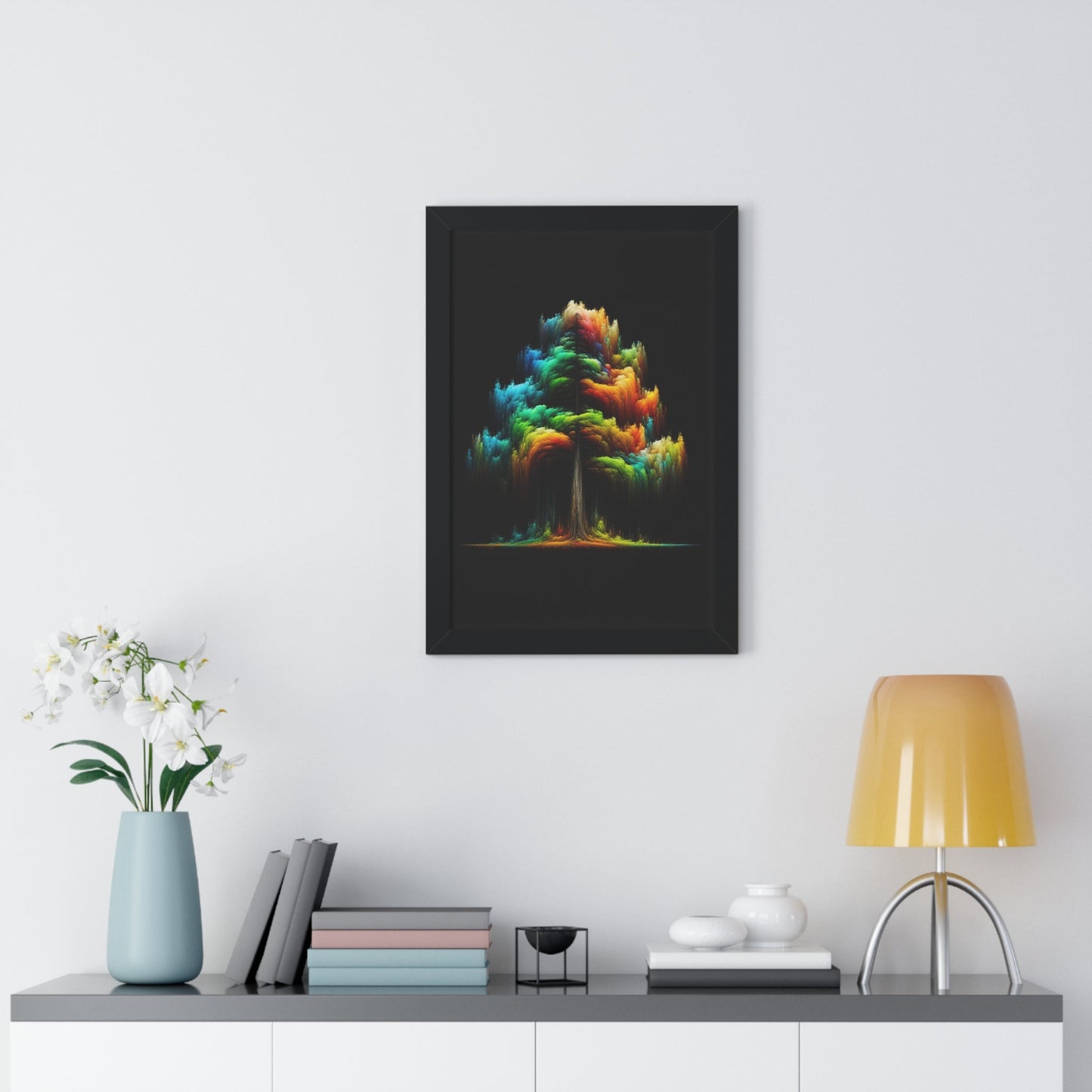 Colorful Tree Framed Vertical Poster | Premium Quality | Black Frame Great Gift, Outdoor Enthusiast, Husband Gift, Teacher Gift, Wife Gift