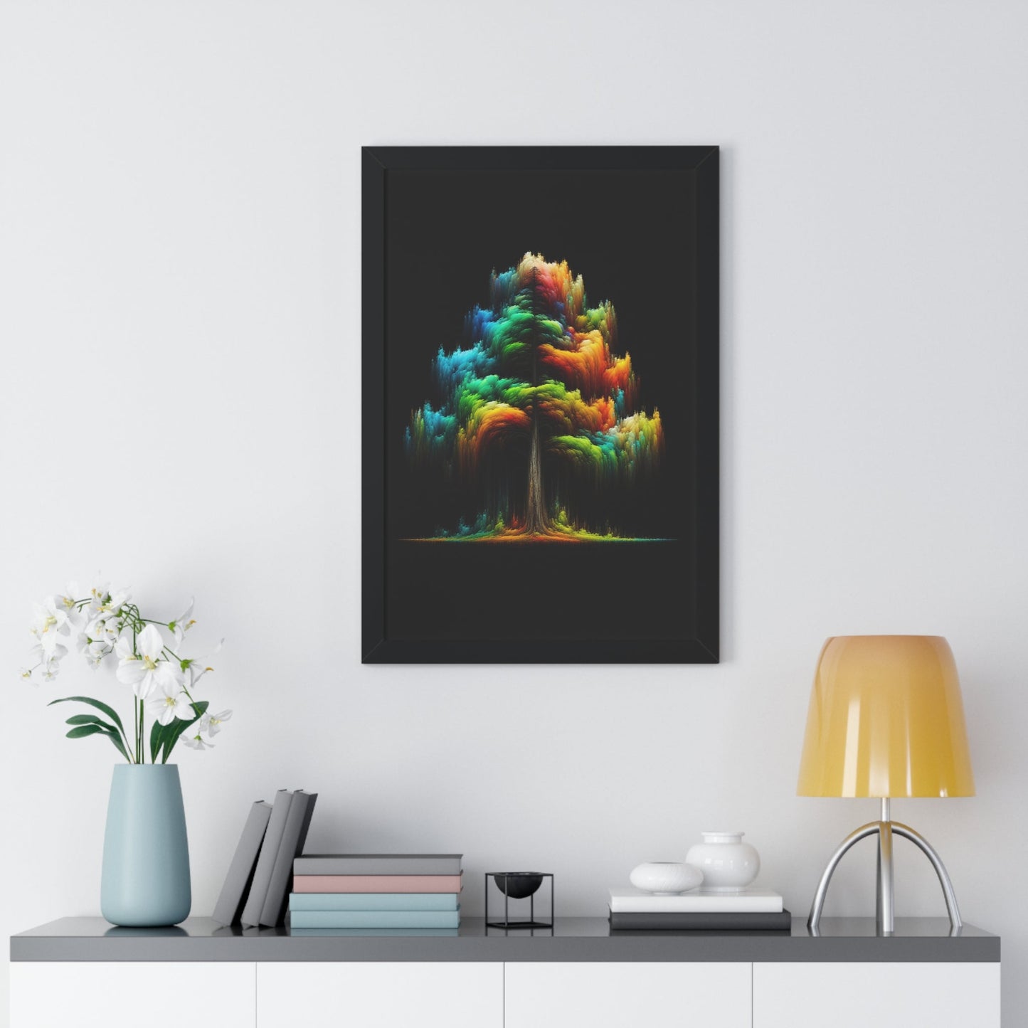 Colorful Tree Framed Vertical Poster | Premium Quality | Black Frame Great Gift, Outdoor Enthusiast, Husband Gift, Teacher Gift, Wife Gift