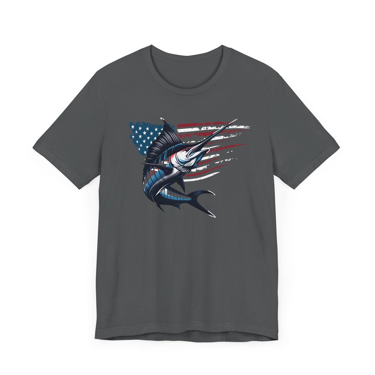 Patriotic Marlin Freedom Unisex Jersey Short Sleeve Tee Soft Cotton Classic Nature Lover Great Gift, Husband Gift, Wife Gift, Fishing Shirt